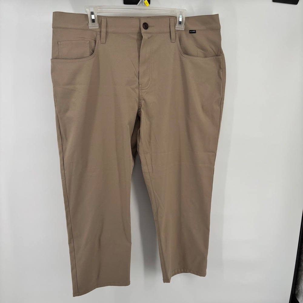 TravisMathew Performance Pants Men 38/24 Tan Excellent 5-Pocket Technical Chinos